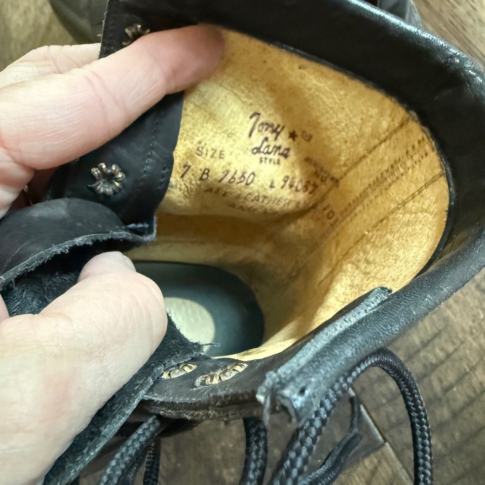 Tony Lama 7650 Womens Black Leather Kiltie Lace Up Western Work Boots Size 7 B - Picture 8 of 9